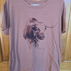 Graphic Bull Tee in Dusty Mauve